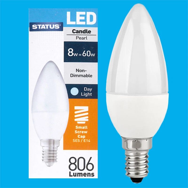 Status Lot De 6 Ampoules LED Bougie SES E14 8W 6500K Blanc Jour - Photo 1/1