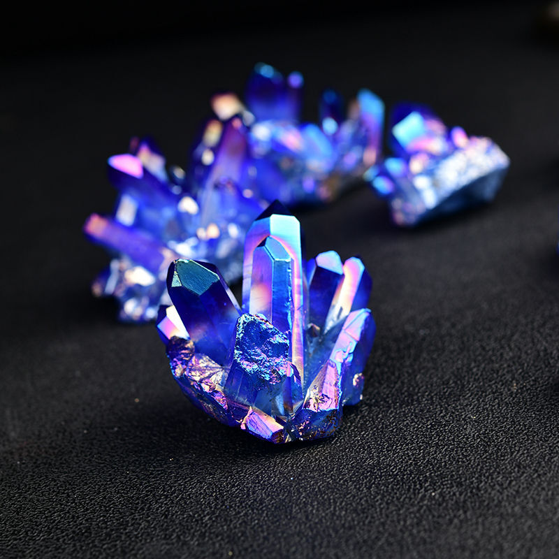 50g Natural Blue Titanium Quartz Cluster Geode for Energy Healing