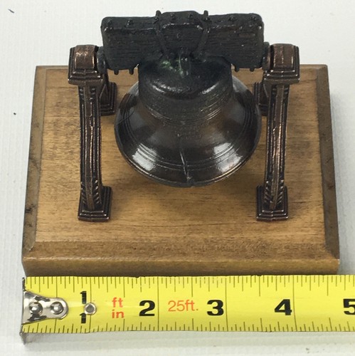 Vintage Liberty Bell Wood and Faux Bronzed Metal Figurine - Picture 8 of 8