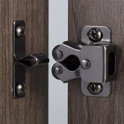 4pcs Black Nickel Cabinet Latch Double Roller Catch Cupboard Door Hardware