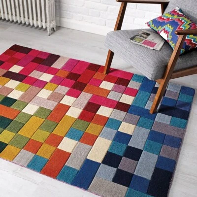 Tapis en laine touffeté à la main nouveau design géométrique abstrait qualité... - Photo 1/4