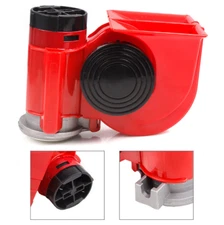 12V Car Air Horn Red Compact Dual Tone Electric Pump Loud For Motorcycle Truck