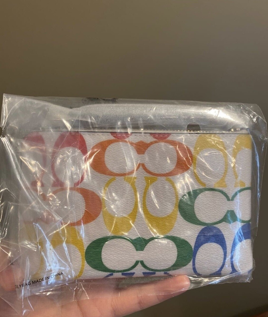 Coach Corner Zip Wristlet Rainbow Signature Canvas NEW 2021 Pride