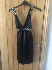 ladies no-go black Diamonte sleeveless Party dress size small