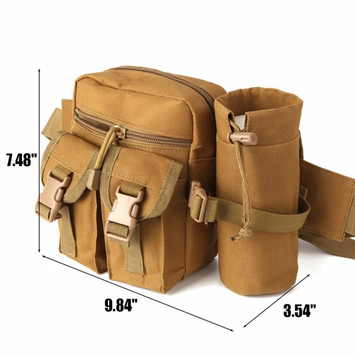 Tactical Waist Pack Tasche mit Trinkflaschentasche Halter Molle Bauchtasche Gürteltasche - Bild 6 von 13