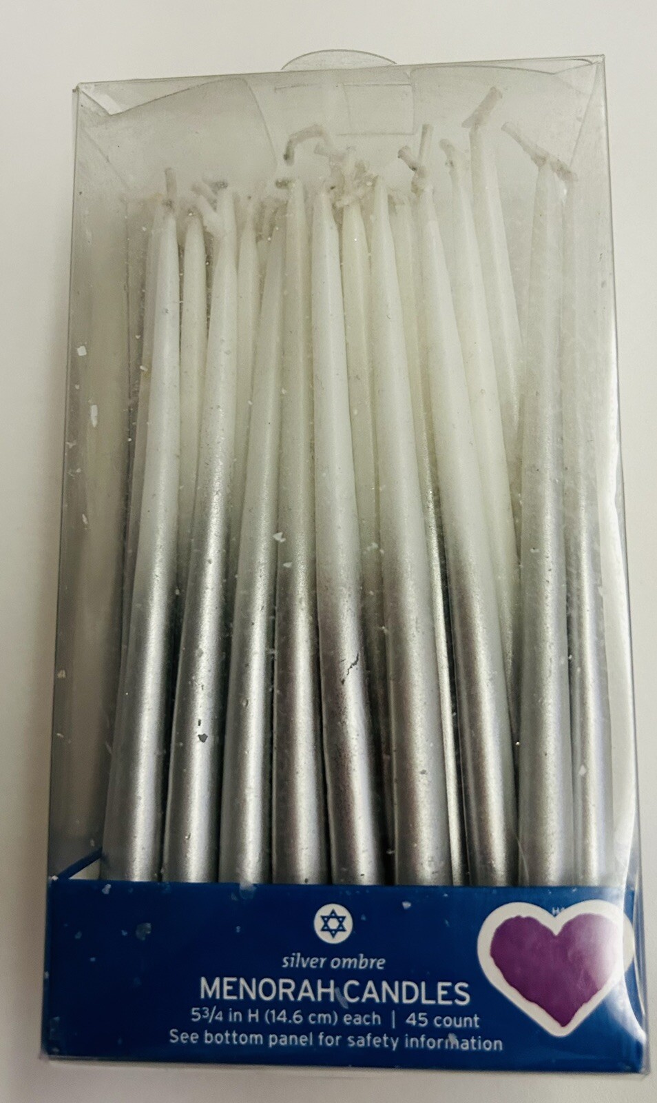 New Silver Ombre Chanukah Candles Hand Made 45 Candles made in Vietnam