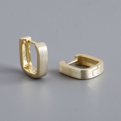 Huggie-Ohrring Tropfen Damen 12 mm s925 Sterlingsilber quadratisch gebürstet
