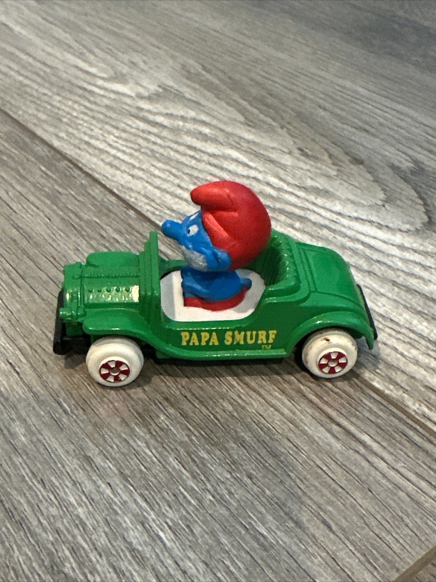 Smurf Ertl Papa Smurf Green Car Vintage Figure 1982 Diecast Metal