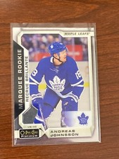 ANDREAS JOHNSSON 2018-19 O PEE CHEE PLATINUM TORONTO MAPLE LEAF ROOKIE CARD #197