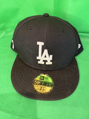 New Era 59Fifty Cap Los Angeles Black White Fitted Hat: 7 5/8