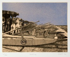 DINO BOSCHI Le Spiagge d'Italia: Barriera 1972 incisione originale firmata 