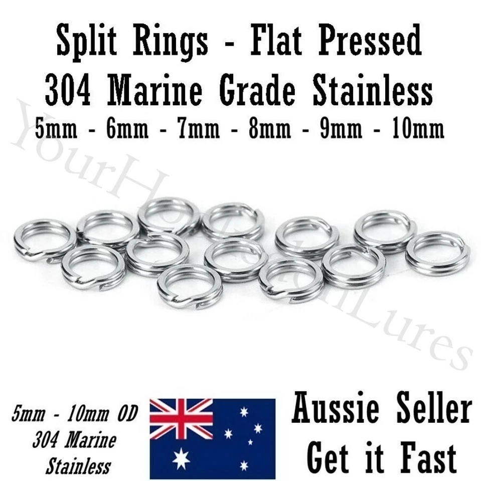 Stainless Steel Split Rings Flat Pressed 304 Marine Grade 5 6 7 8 9 10 & 11 mm - image 3 of 4