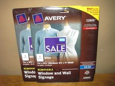 Lot (2)10-packs-AVERY Removable Window & Wall Signage, Inkjet, 8.5" x 11", White