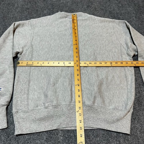 Champion Sweatshirt Mens Medium Heather Grey Reverse Weave Crewneck Exiger Logo - 第 5/15 張圖片