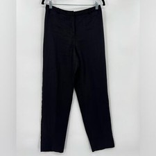 Talbots 100 Irish Linen Pants Trousers Solid Black Pockets Lined Belt Loops 4