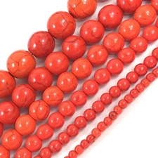 6 Size Gemstone Orange Howlite Magnesite Turquoise Round Loose Beads 15" srand