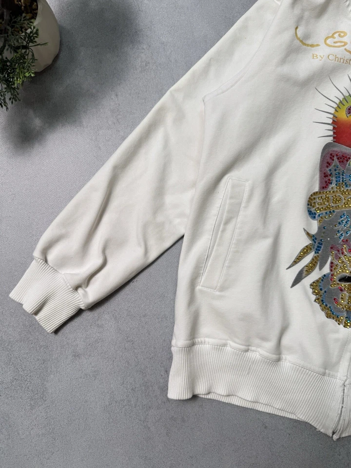 Sudadera con capucha blanca Ed Hardy para mujer talla L-XL Foto 4 de 4