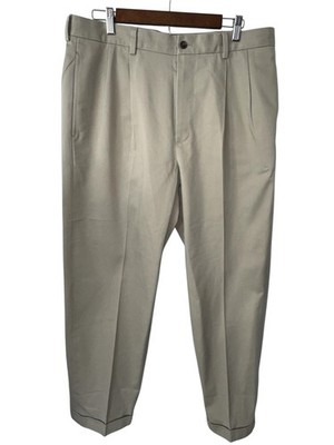 Brooks Bros Advantage Chino Elliot Pants Mens 36x32 Khaki Pleated Cuffed *Read