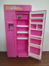 VINTAGE 1990 MATTEL BARBIE DOLL PINK FRIDGE REFRIGERATOR FROM KITCHEN SET B4