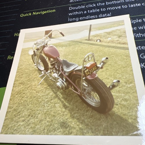 Vintage 1970’s Chopper Motorcycle Photo 3 1/2” X 3 1/2”