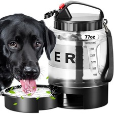 77oz Large Dog Water Bottle - Portable Travel Dog Water Dispenser  Bowl - Le...