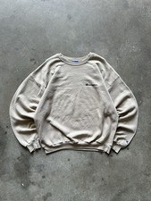 Vintage 90s Champion Embroidered Logo Crewneck Sweatshirt Beige Cream Size XL