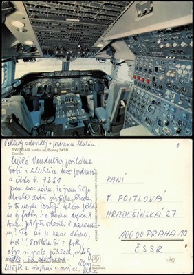 SWISSAIR Jumbo-Jet, Boeing 747-B Cockpit Flugzeug Airplane Avion 1979