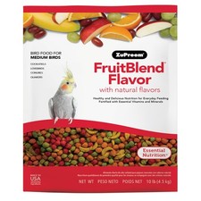 ZuPreem FruitBlend Bird Food Feed Pellets for Cockatiel Lovebird Quaker 10 lb