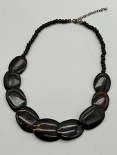 Vintage Wood Disc Necklace Chunky Statement Beads Boho Jewelry