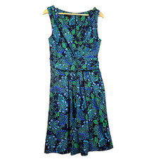 Talbots Women Jersey Knit Faux Wrap Sleeveless Midi Dress Sz 10 Comfort Casual