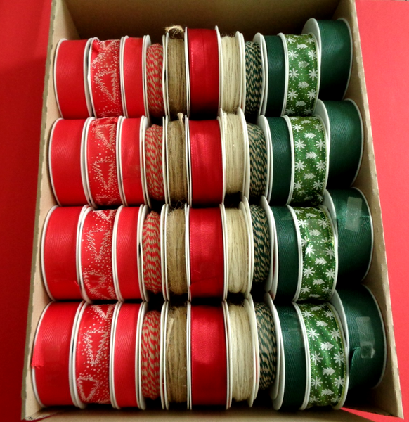 44 X 10 M Rollen ZierbandpräSenter Weihnachten Geschenkband Schleifen ROT-GRÜN-image