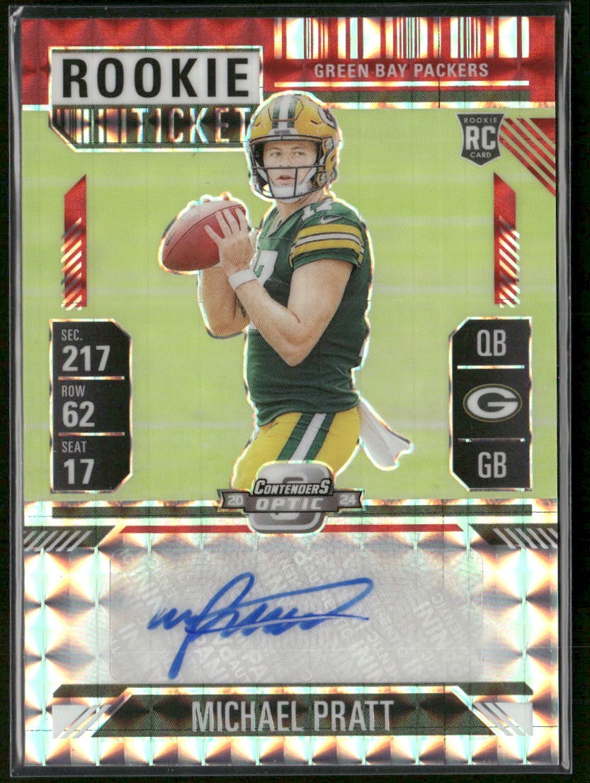 2024 Panini Contenders Optic Football Michael Pratt RC Ticket Auto Red /24