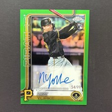 Nick Yorke 2025 Topps Chrome Green Refractor Auto /99 #RA-NY Pirates Rookie RC