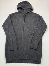 Uniqlo Sweater Mens Small Charcoal Gray Wool Blend Knit Hoodie Stretch Pullover