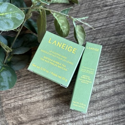 SET OF 2 Laneige MATCHA BUBBLE TEA Lip Sleeping Mask NEW 0.70 oz Glowy Balm
