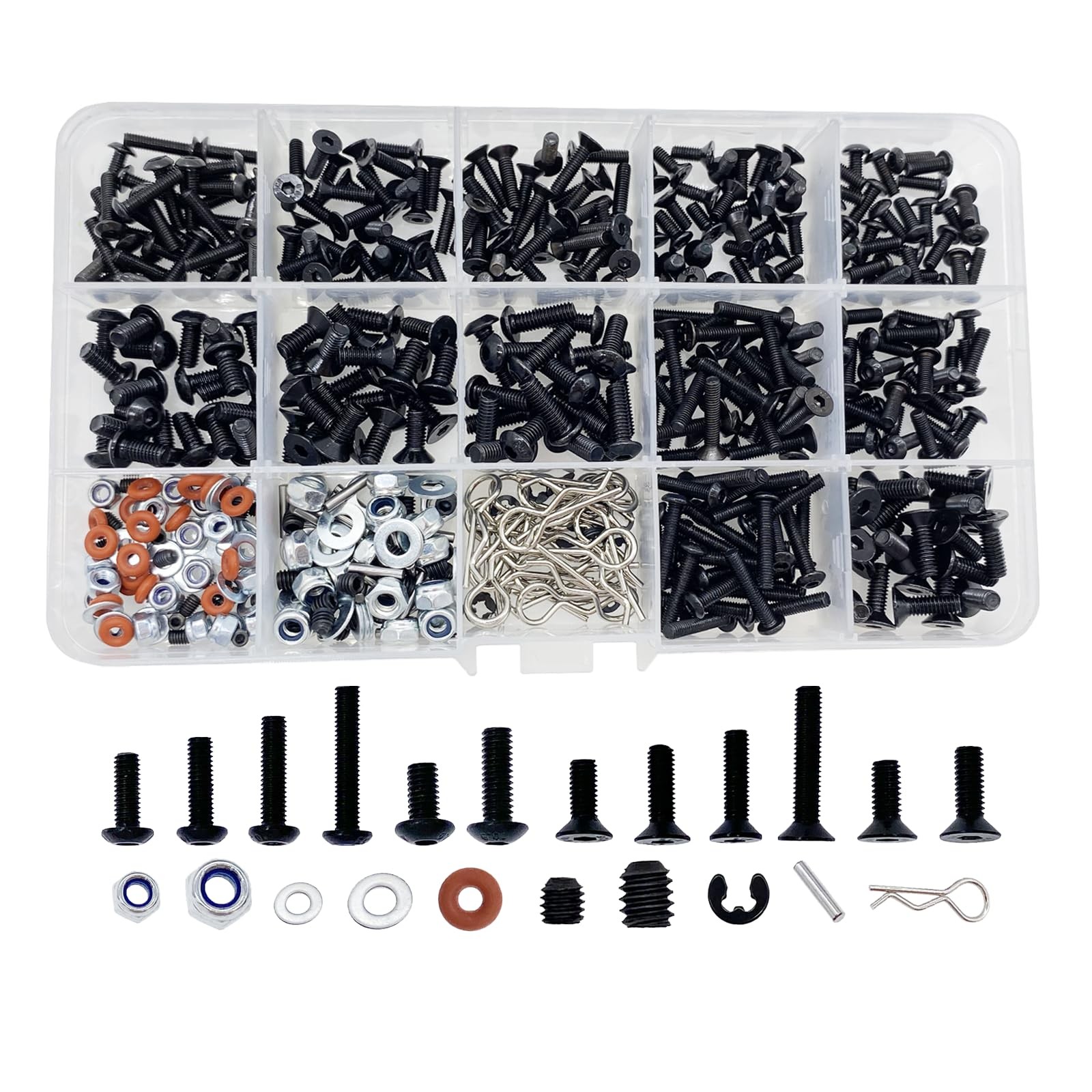 500Pcs RC Screws Kit,Rc Screws for Traxxas Arrma Axial Redcat HPS SCX10 1/8 1/10