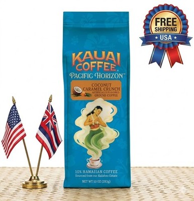 Kauai Coffee Coconut Caramel Crunch Ground 10oz Hawaiian Estate