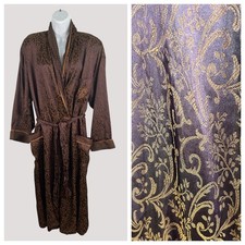 Vintage 1980s Victoria s Secret Gold Label Brocade Robe Burgundy Brown M/L