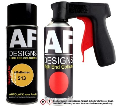 Spraydosen Griff Set für AlfaRomeo 513 Giallo Zoe Metallic Basislack Klarlack Ha