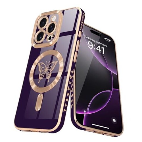 Magnet für Hülle für Damen Mädchen süß, kompatibel mit iPhone 16 Pro lila