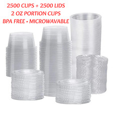 2 oz Plastic Clear Disposable Portion Cups Sauce Souffle Cups With Lids BPA Free