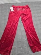 Women's Juicy Couture OG BLING Rhinestone Logo Velour Track Pants Size Small...