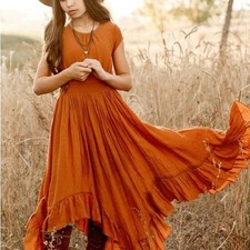 Joyfolie Mia Joy Girls Size 12 Briley Long Dress in Ginger Orange Spice NEW