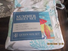 NIP 4 PC. QUEEN SIZE SHEET SET NAUTICAL /COASTAL DESIGN