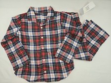 Baby GAP Size 3 Years Plaid Button-Front Long Sleeve Pajama Set