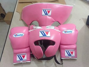 Winning Pink Boxing Gear Set Gloves Head Guard Body Protector