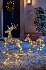 Christmas Decorations Leaping Reindeer Set of 3 84 Warm White LED Light 2316