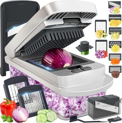 10-in-1 Pro Chopper Mandoline Slicer 8-Blade Veggie Cutter with Container