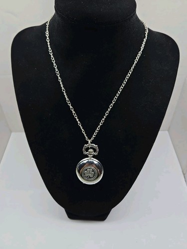 Mullingar Pewter Irish Shamrock Pendant Pocket Watch Necklace Quartz New Battery
