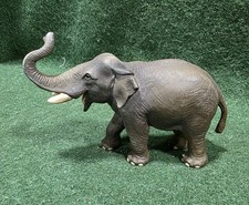 Vintage Schleich Germany Gray Asian Elephant Figurine Trunk Up Tusk